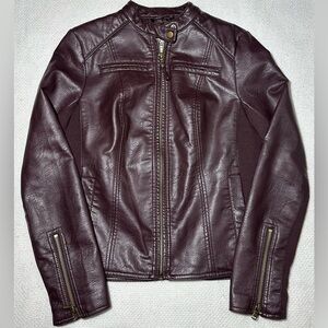 Bass Women's Faux Leather Jacket Brown Biker
Style Zip Up Size S